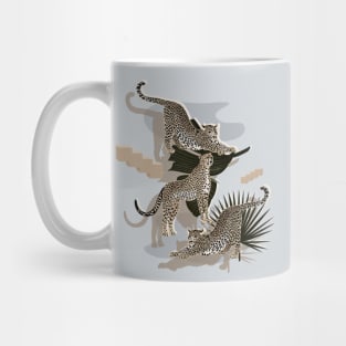 Cheetahs and Tropical Plants Illustration Mug